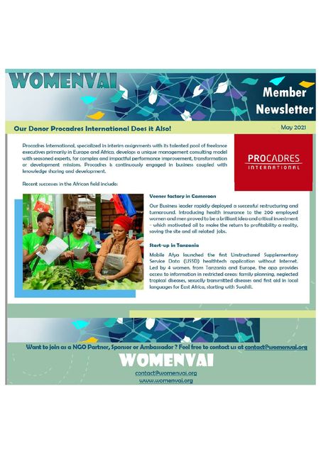 ￼Procadres International dans la newsletter de l’ONG Womenvai